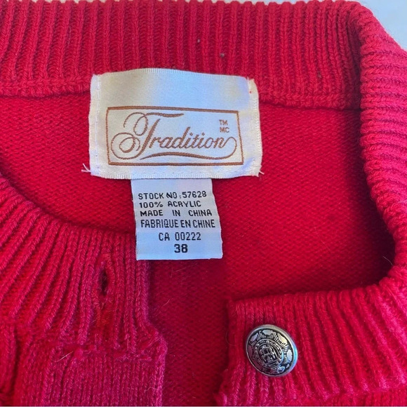 🌹 Vintage Sears  By Tradition Button-Up Red Cardigan - Women’s Size 38 🌟 - Picture 8 of 11